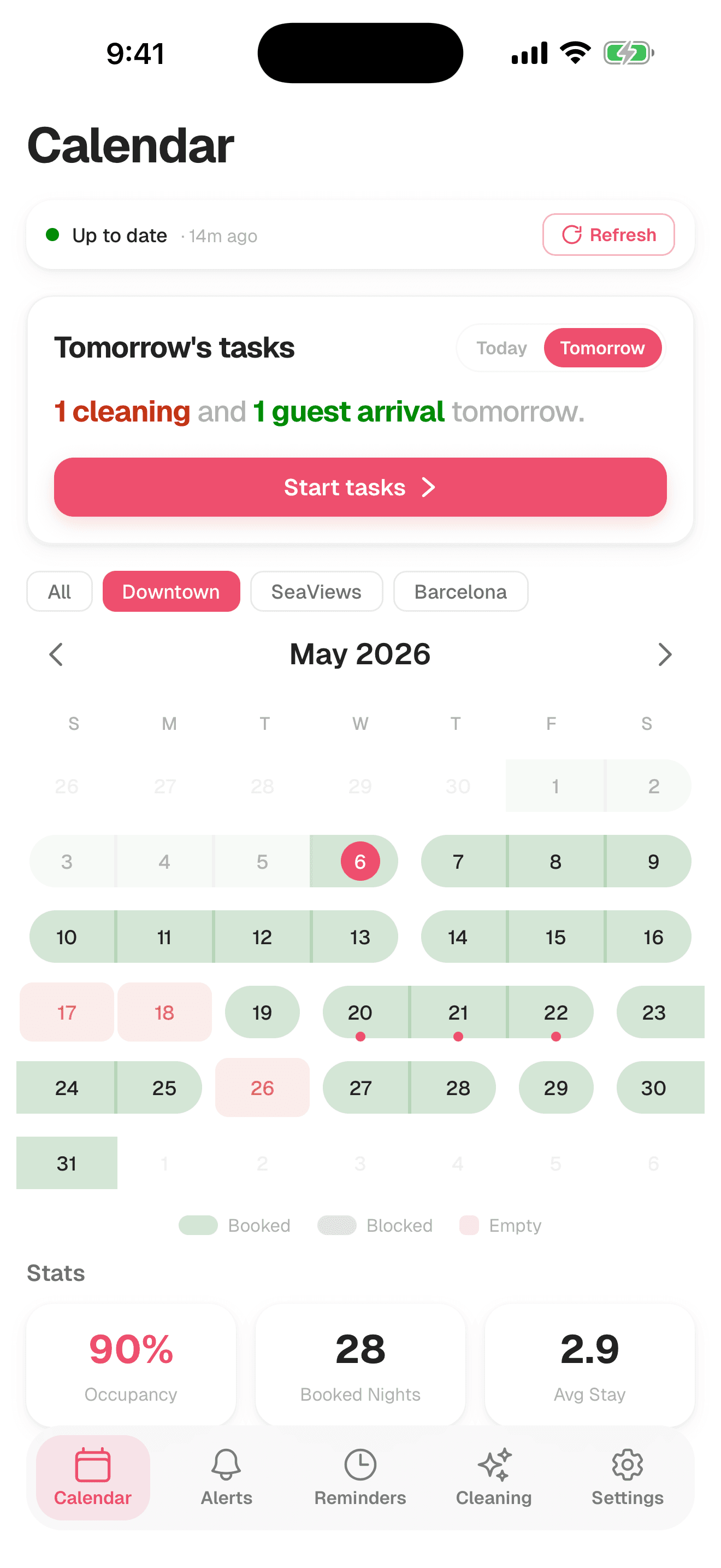 HostPulse calendar