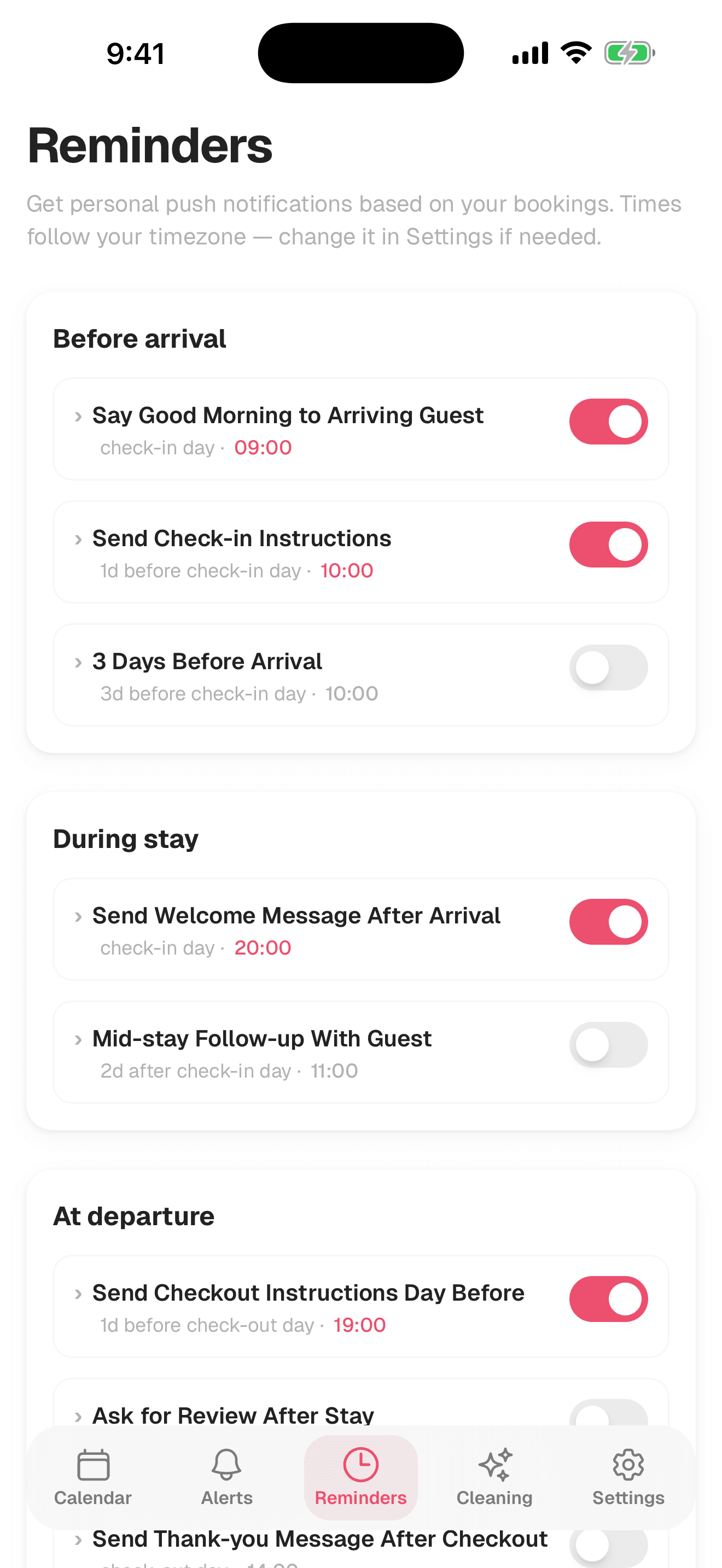 Custom reminders